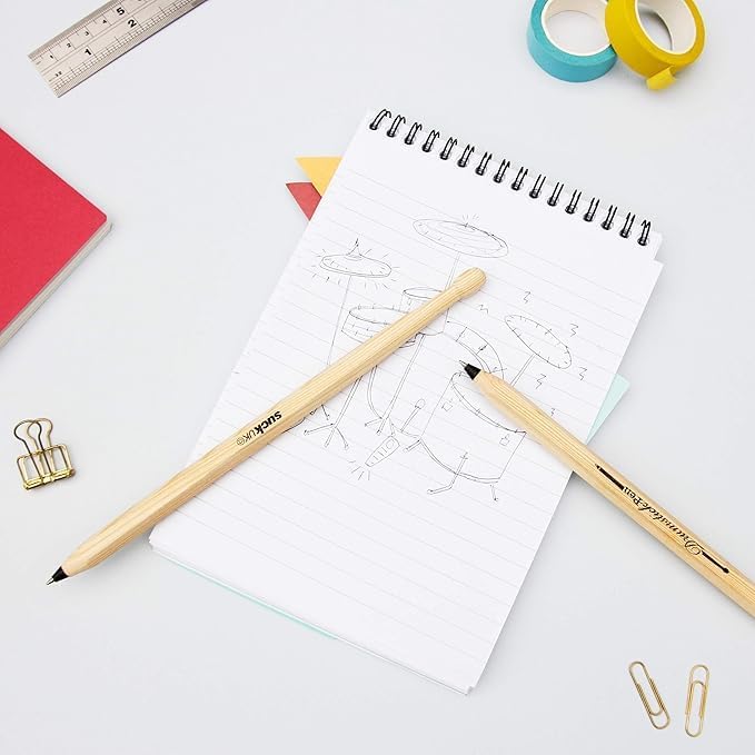 Suck UK | Drumsticks Ballpoint Pens | Set of Black Pens | Novelty Office Supplies | Ball Point Pens Shaped liked Drum Sticks | From Stationery Kit to Drum Kit
