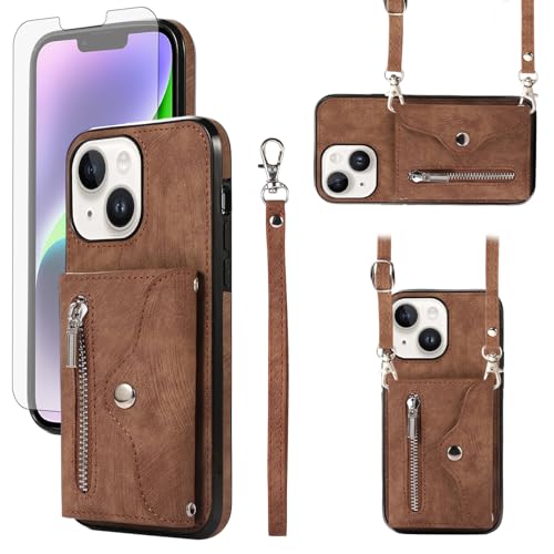 Housse iPhone 15 Plus en cuir avec bande pour voyager léger