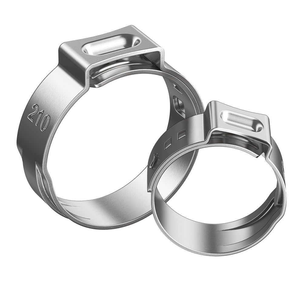 50 abrazaderas de manguera de una sola oreja continuas de 5,3 a 42 mm, kit surtido de abrazaderas de tubo de oreja de acero inoxidable 304, especificaciones múltiples, 34,6, 38,1 mm