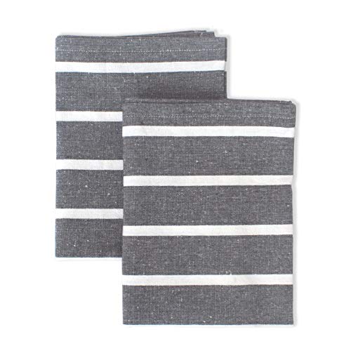 Image of Encasa XO Dining Table Napkins Set of 6, 43x43 cm | Machine Washable Reusable, Recycled Cotton Cloth Napkin, Soft & Absorbent, Table Decor for Hotels, Farmhouse - White & Roma Grey Stripes