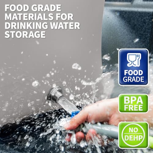 Image of TPU Water Storage Bladder, Portable RV Fresh Water Tank, Food Grade BPA Free Collapsible Flexible Container for Drinking, Camping, Irrigation & Emergency, Drought (Gray, 75 Gallon)