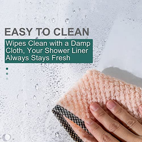 Image of AmazerBath Clear Shower Curtain, 72x72 Plastic Shower Curtain, PEVA Waterproof Shower Curtain, Medium Weight Shower Curtains for Bathroom with 3 Weighted Magnets and 12 Rustproof Grommet Holes