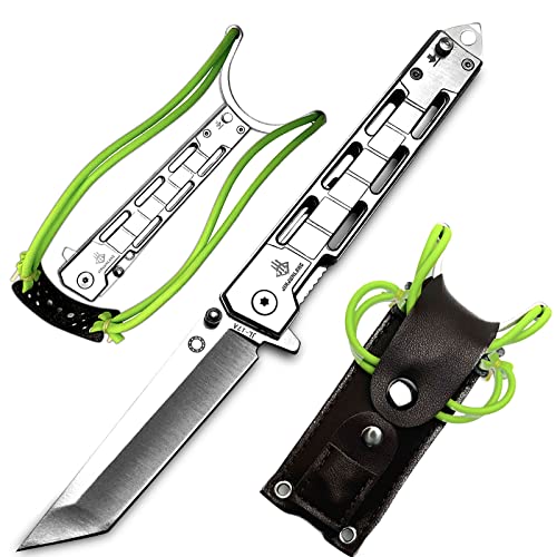 Aulakniv Cool Edc Tanto Folding Pocket Knife With Clip, Sheath, Slingshot, Tactical Pocket Knives Camping Survival Gear, Gifts For Men (Silver) #TOP14