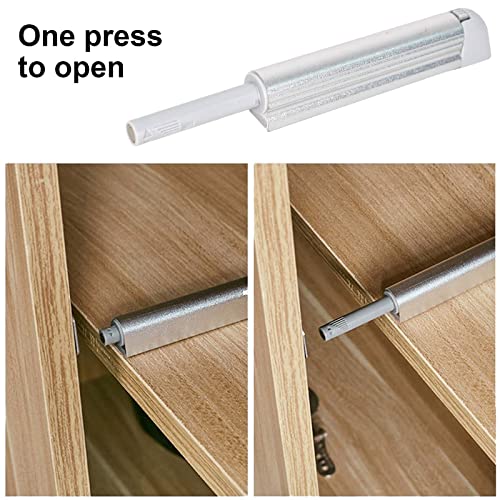 2 Stück Magnetische Türschnäpper, Push to Open Türöffner, Softclose Türdämpfer, Schranktür Dämpfer, Drucktüröffner für Schränke Türen Sideboards Möbel Schubladen Schranktür (Silber)