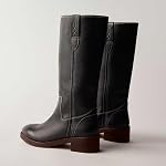 KISSASA Bottes hautes de genou pour les femmes ronde Toe Tall Bottes longues Vintage Tir sur le bas talon Bottes Campus