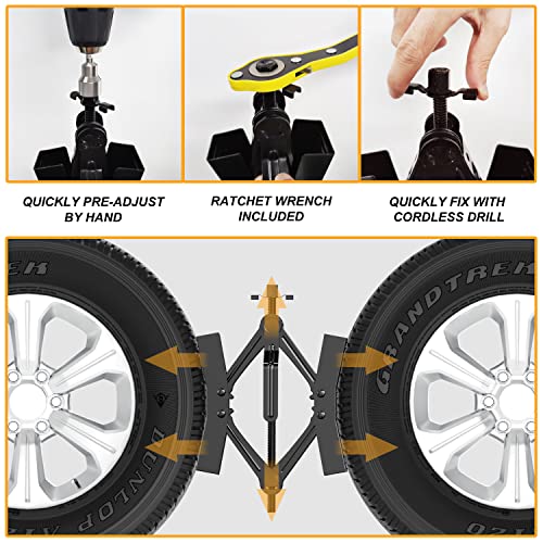 Circleroad Camper Wheel Chock Stabilizer 2 Sets, Rv Wheel Chock X Locking For Travel Trailers, Heavy Duty Tire Chocks Accessories With Bag, Wrench, Hex Socket, Drill Bit #TOP4