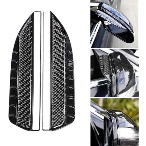 YlRNhe 2Pcs Universal Car Rear View Mirror Rain Protector, Carbon Fiber Side Wing Mirror Rain Cover Waterproof Rain Eyebrow Rain Deflector Mirror Visor Guard for Most Car Truck SUV (Black) Cover