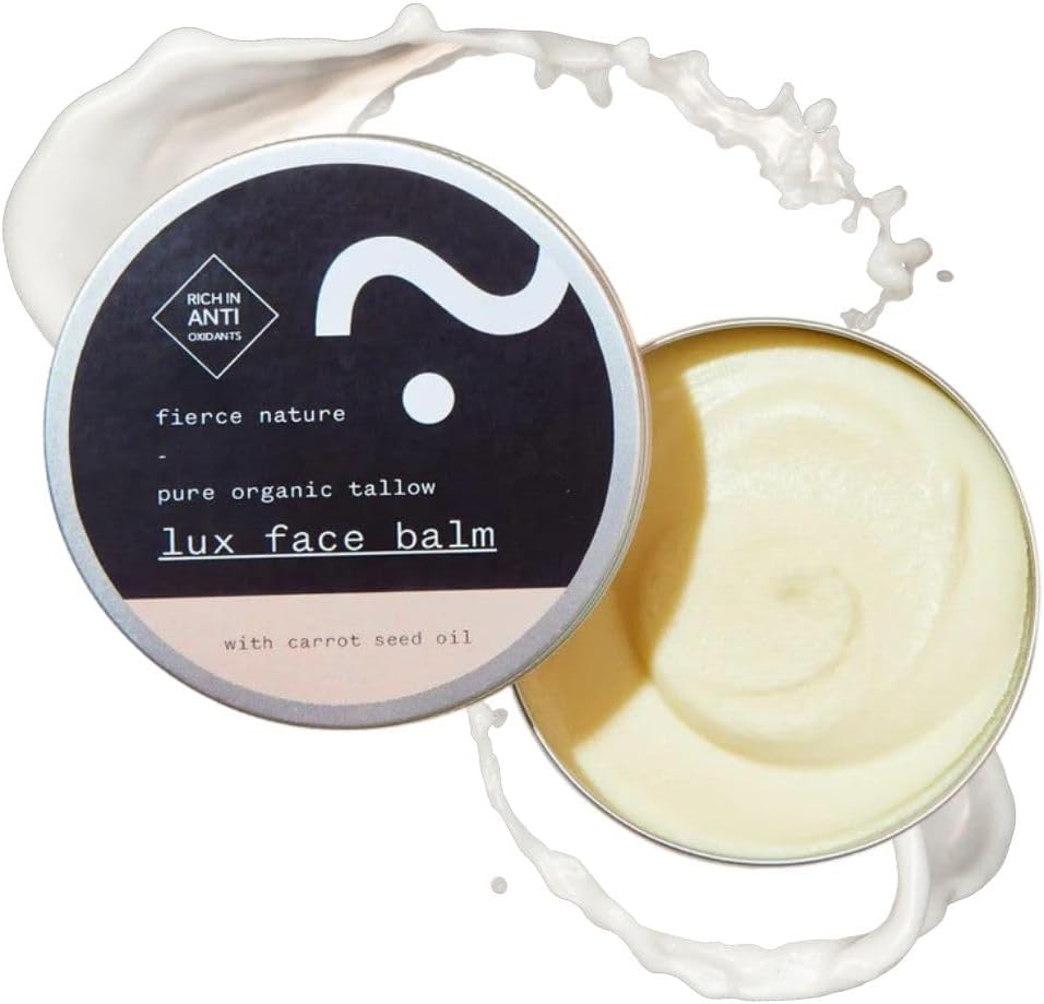 Luxe Face Balm with Carrot Seed Oil, Pure Tallow Balm as Vitamin-Rich Natural Face Moisturizer, Men and Women’s Cleansing Balm for Face and Body, Unscented, 100g – Fierce Nature