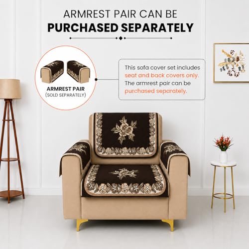 Image of Homerz Premium 'Luxe Series' Sofa Cover | Holland Velvet Fabric | Smooth Finish | Anti-Slip Fleece Backing Couch Protector (Royal, 1 Seater, Seat Cover with Backrest)