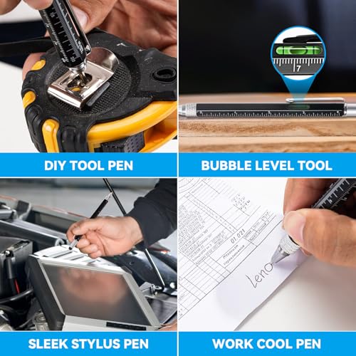 Magnetic Pickup Tool and 6 in 1 Multitool Pen with Touch Screen Stylus, Rulers, Bubble Level, Flathead, Phillips Screwdriver, Ballpoint Pen, Fathers Day Dad Gifts, Birthday Gifts for Men, 2 Pack - image 5