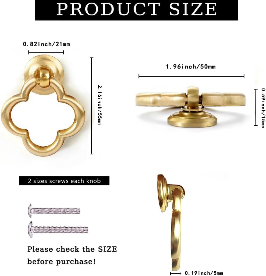 Gold Cabinet Knobs Round Brushed Brass Kitchen Knobs Zinc Alloy Dresser Metal Cabinets Cabinet Handles for Drawer Desk Cupboard (10 Pack)