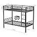 PVWIIK Bunk Bed Twin Over Twin with Guardrail for Dormitory,Living Room,Bedroom,Multifunctional Bed Frame w/Space Saving Design & Ladder,Black