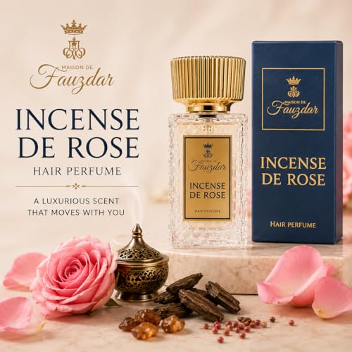 Image of Incense De Rose Hair Perfume 30ml - Floral Incense Hair Mist for Women | Long Lasting Rose Amber Hair Fragrance | Lightweight Non-Drying Luxury Hair Scent