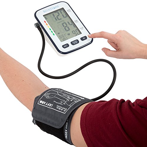 Bluestone Automatic Blood Pressure Cuff - Electronic Digital Blood Pressure Cuff Wrist and Upper Arm Heart Monitor with LCD Screen - Personal Health Tracking Device for Hypertension