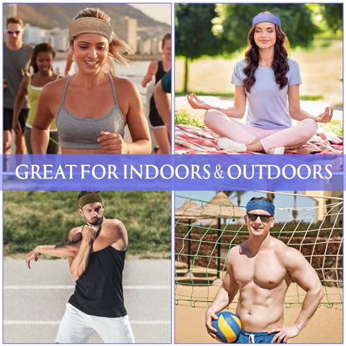Image of Suhine 18 Pcs Sport Sweatbands Headbands for Men Women Running Workout Headbands Nonslip Sweat Absorbing Sweatband Stretchy Unisex Bandana for Tennis Baseball Football Cycling Yoga
