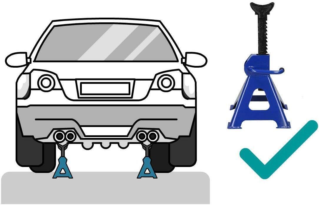 Automotive - Caballete de seguridad (3000 kg, altura de elevación de 290 a 430 mm, altura de elevación, altura regulable, 2 soportes 3T para coche)
