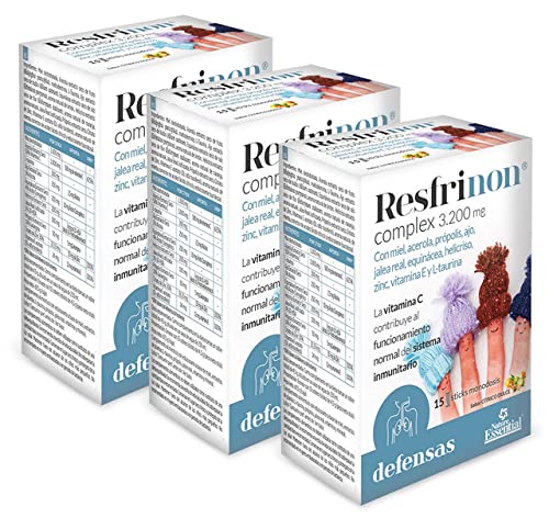 Nature Essential - Resfrinon Complex 3200 mg - Pack 3 Unidades - 15 Sticks Monodosis - Ayuda al Funcionamiento del Sistema Inmunológico - Miel y Jalea Real