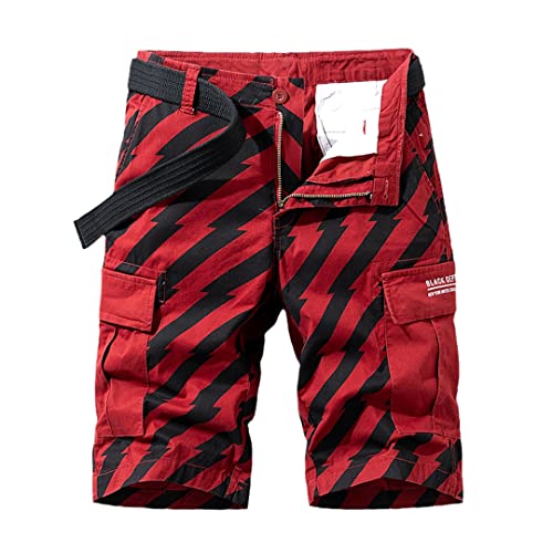 Short homme grande taille 58 AXEBHPED cargo rouge avec poche confort