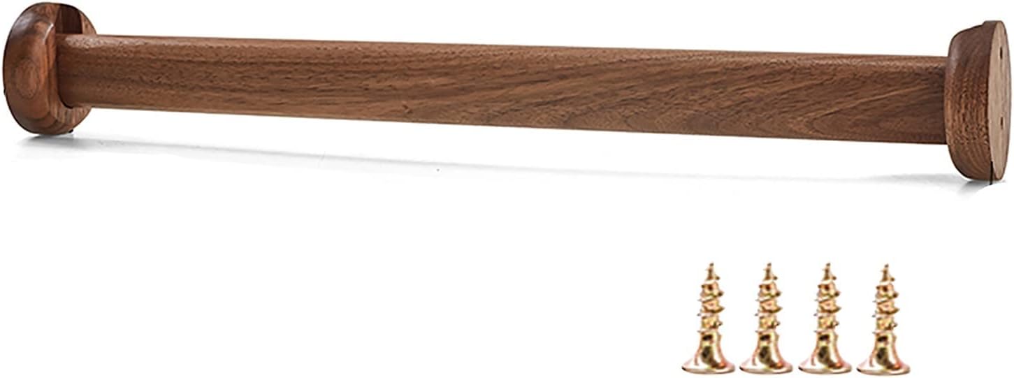 Closet Rod for Hanging Clothes, Cloakroom Wooden Hanging Clothes Rod for Closet/Balcony/Kitchen, 40/60/80/100/120/150 cm Long Room Divider Shower Curtain Bar, with End Supports, Easy to Install/Rod Le