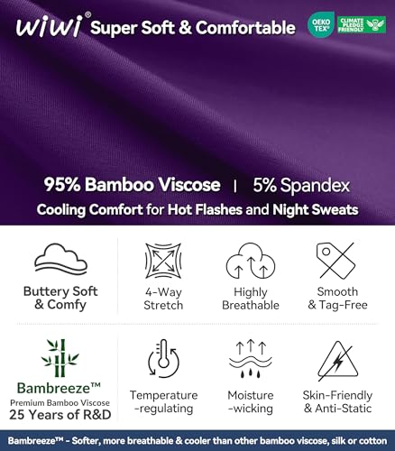 Image of WiWi Viscose from Bamboo Pajamas Set for Women Super Soft Short Sleeve Cooling Summer Plus Size Pjs Sets Sleepwear S-4X