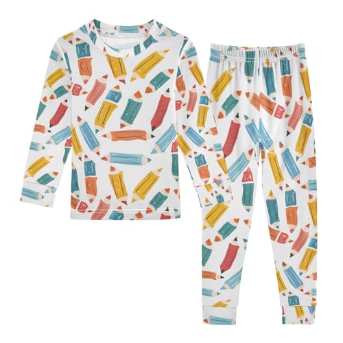 ALAZA Funny Pencil Pajamas Long Sleeve Sleepwear 2-Piece Pajama Set