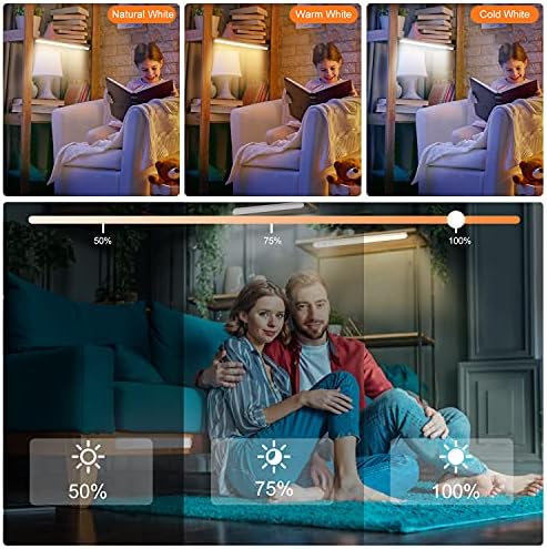 FENRIR Under Cabinet Kitchen Lights - 2 Pack 66 Led Under Cupboard Lights Motion Sensor Lights with Rechargeable Battery Dimmable Night Light for Closet, Kitchen, Wardrobe, Stair (23 cm,Silver)