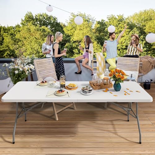 طاولة قابلة للطي ومتعددة الاستخدامات وشديدة التحمل لجميع المناسبات والأنشطة الخارجية والداخلية، من الصافي - اي اس تي، بلاستيك