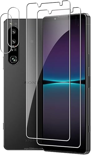 Suttkue Protector de pantalla para Sony Xperia 1 IV con protector de lente de cámara, dureza 9H, antiarañazos, resistente a los arañazos, compatible