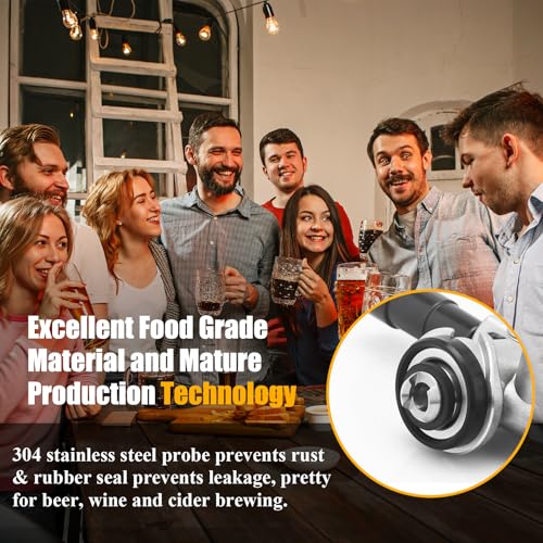 Image of Keg Coupler for Sankey D System, Beer Keg Tap Kegerator Tap Coupler D Type | Fit ID1 /4 inch,3 /16 inch Beer Line& 5 /16'' Gas Line 304 Stainless Steel Probe D Beer Keg Coupler Keg Tap Kit with Check Valve Washer