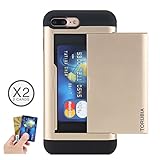 iPhone 7 Plus Card Holder Case, Holds Up to 2 Cards, TORUBIA Wallet Case Slim Fit Armor Air Cushion Technology Dual Layer Heavy Duty Shockproof Protective Cover for iPhone 7 Plus 5.5 inch - Gold