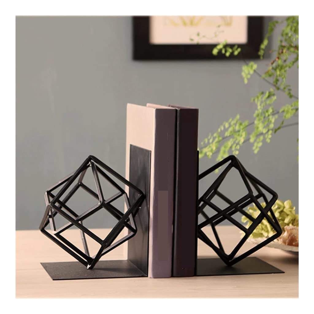 Moderne schwarze Metall-Buchstützen – geometrische dekorative Buchstützen für Regale – stilvolles, einzigartiges Design für Zuhause und Büro