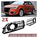 Compatible For AUDI A1 8X 2010-2014 Lower Bumper Lamp Hood X0807681A 8X0807682A Body Kit(Chrome Silver), 2x Honeycomb Mesh Car Fog Light Grille Fog Lamp