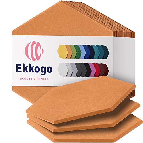 Image of Acoustic Panels 12-Pack Soundproof Wall Panels 12 inchX10.4 inchX0.4 inch Sound Panels High Density Sound Dampening Panels - [70'S Orange Hexagon]