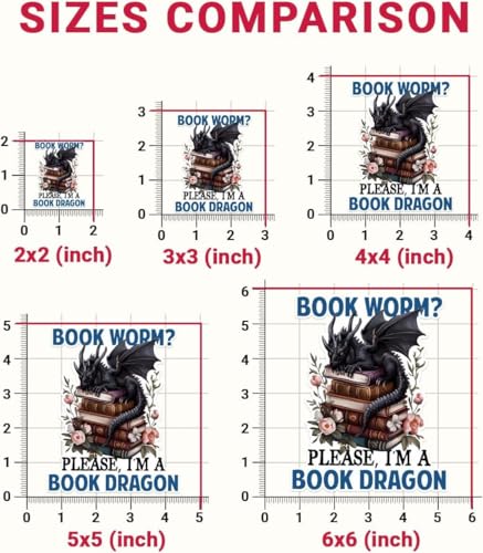 Image of (3PCs) Bookworm Please I Am A Book Dragon Sticker, Fantasy Books Stickers for Kindle Adult, Bookworm Stickers, Books Lover Gifts for Laptop Water Bottle Phone Car Helmet 3 inch (Normal, 5in)