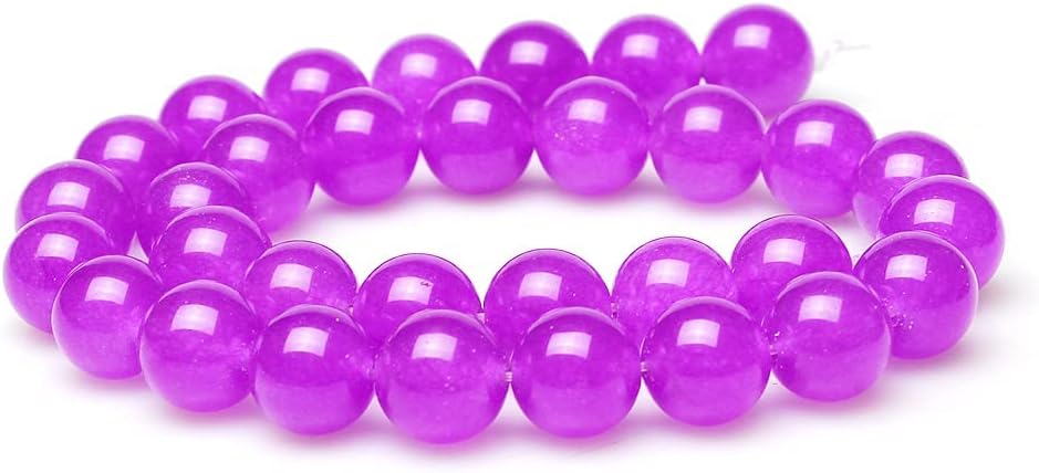 JARTC Natural Stone Beads Light Purple Chalcedony Round Loose Beads for Jewelry Making DIY Bracelet Necklace (8mm) Light Purple Chalcedony 8mm