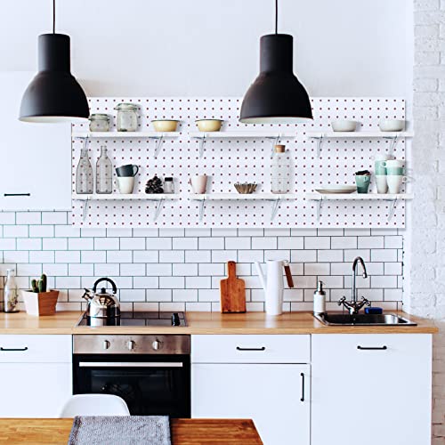 6 Sets Large Pegboard Shelf Kit Fiberboard Pegboard Shelves Storage Brackets White Stain-Resistant Peg Board Organizer Shelves Pegboard Accessories For Wall, Home, Garage, Nursery #TOP5
