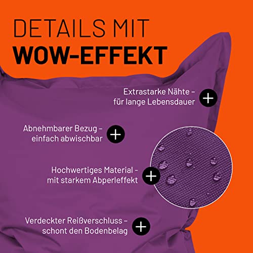 Lumaland Luxury Riesensitzsack XXL Sitzsack 380l Füllung 140 x 180 cm Indoor Outdoor verschiedene Farben Lila - 5