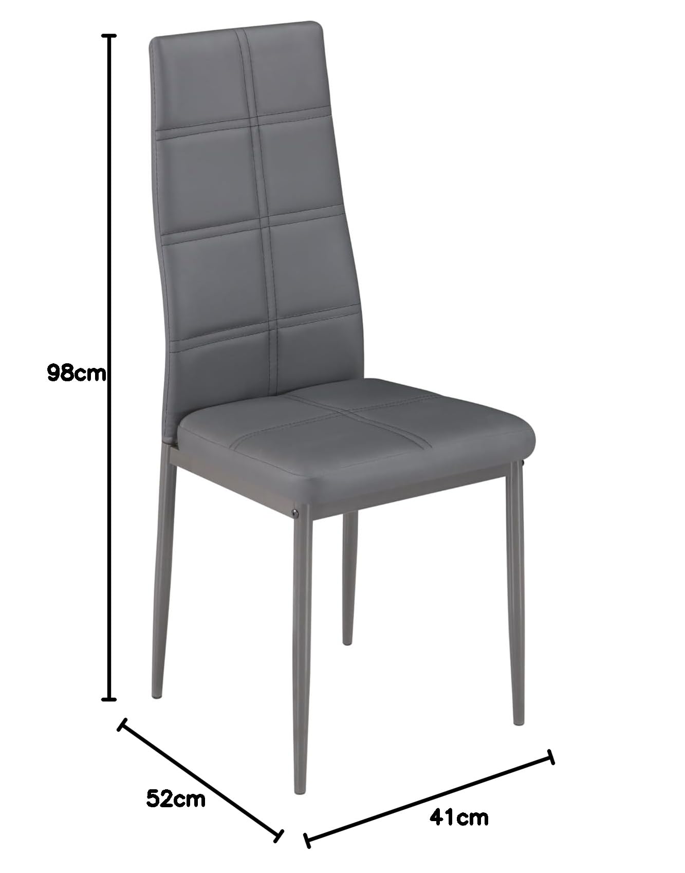 Genérico M1C - Pack 6 Sillas de Comedor AXISS, Sillas Tapizadas en Color Gris, Patas metálicas, 98x41x52