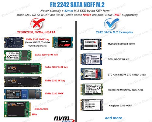 USB 3.1 Adattatore Esterno per 2242 SATA M.2 SSD Disco Rigido, 42mm NGFF Alluminio Custodia Adapter con calotta magnetica, 10Gbps M2 SSD Convertitore Enclosure Box Case, USB Tipo A Plug