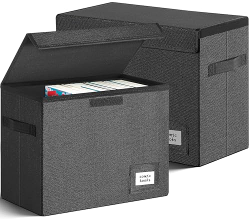 Leffis Comic Book Storage, Box 15.5' X 7.5' X 11.3', Collapsible Comic Short Box with Lids Holds...