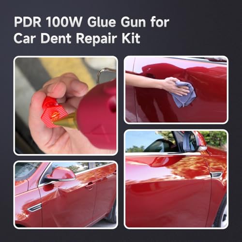 Image of Paintless Dent Removal Hot Glue Gun Kit, 100W PDR Glue Gun for Dent Repair, 1-2Min Fast Heating Glue Gun with 15 Glue Sticks, Professional Auto Body Dent Puller Tool