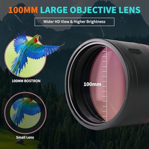 BOSTRON 25-75x100 Spotting Scope for Target Shooting with Upgraded Tripod Carrying Bag and Phone Adapter Angled Spotter Scope for Bird Watching Hunting Wildlife Scenery Monocular for Adults