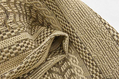 Unique Loom Outdoor Border Collection Transitional Indoor & Outdoor Casual Striped Tonal Moroccan Area Rug, 4 Ft X 6 Ft, Brown/Beige #TOP6