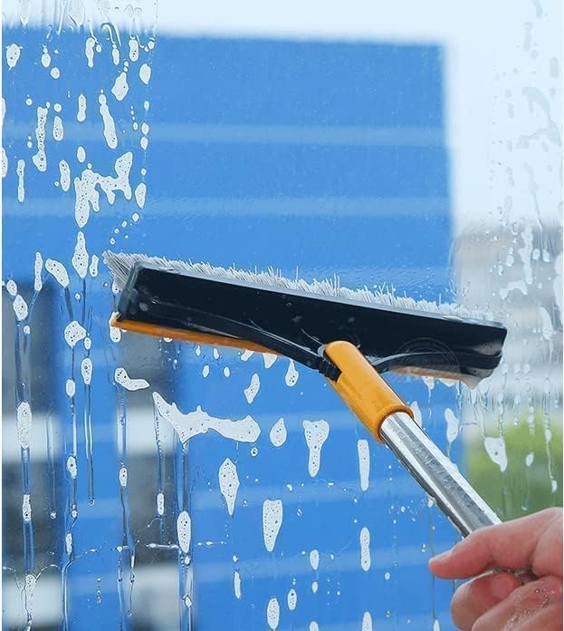 Image of 2-in-1 Bathroom Cleaning Brush with Wiper - Long Handle 180 Rotate Toilet Brush, Tiles Cleaning, Floor Scrub for Kitchen and Bathroom Accessories (2-in 1 Tiles Brush) (Green)
