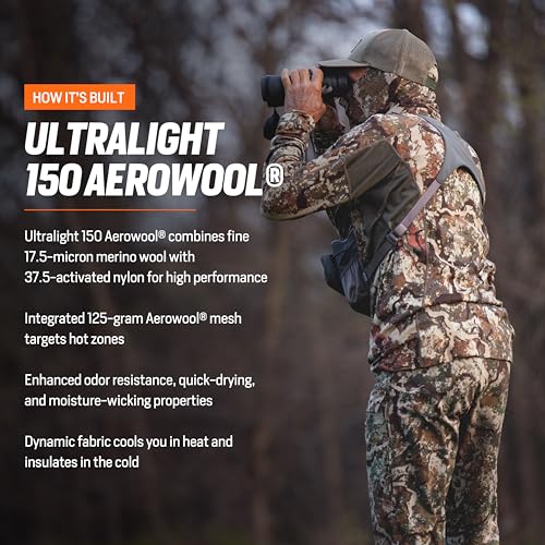 First Lite Men's Wick Long Sleeve Crew - Merino Wool Camo Hunting Base Layer, UV Protection Moisture Management Shirt4