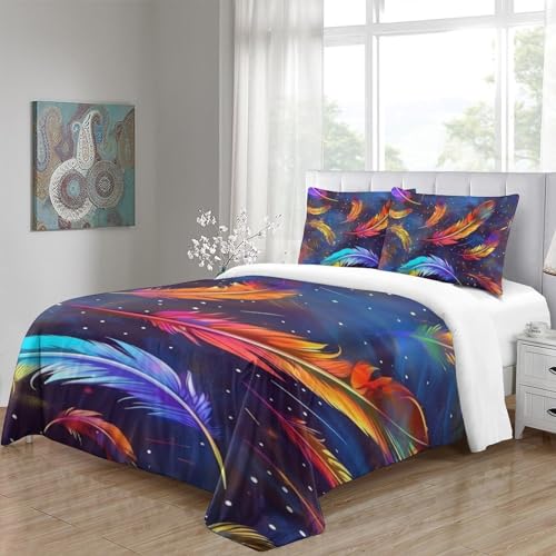 Parure de lit microfibre haut de gamme motif plumes 3D - 5