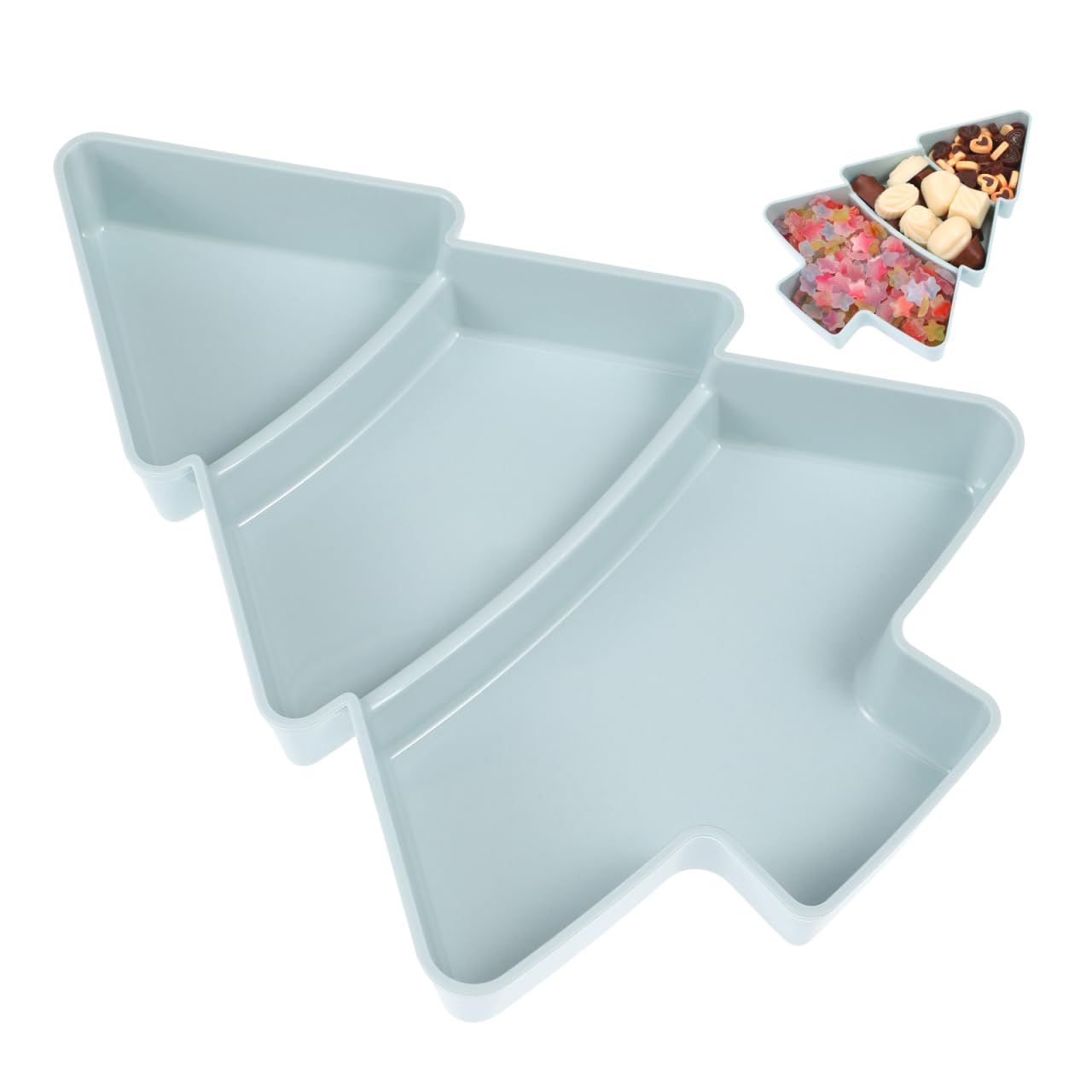 Photo 1 of DOITOOL Christmas Tree Shaped Serving Tray,Xmas Snack Appetizer Tray,Holiday Platter,Multifunction Food Serving Platter for Christmas Holiday Party Supplies (Blue)