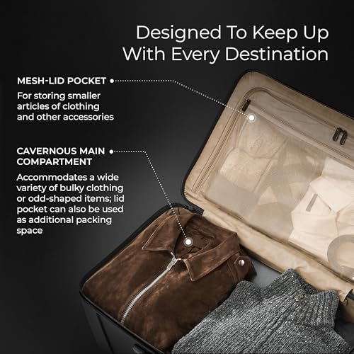 Image of Briggs & Riley 28 inch Medium Trunk Spinner - Checked Luggage for Travel, Suitcases with Wheels, Hardside Rolling Bag for Men & Women, Self-Repairing Zipper - Torq Collection, Stealth Black