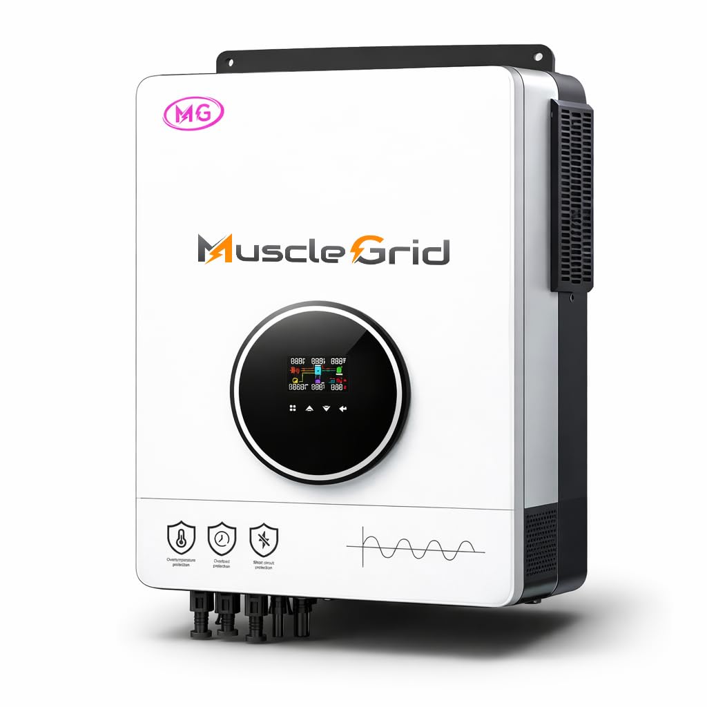 MuscleGrid India 10.2 KW True Hybrid Heavy Duty Triple MPPT 48V with Battery Less Function Solar Inverter (Support LiPO4 Battery) Android and iPhone Monitoring 48V Pure Sine Wave Inverter