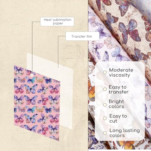 Tintnut Papel de transferência de sublimação padrão borboleta - 12 folhas 30,5 x 25,4 cm, folhas de